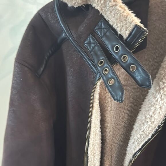 Moon Shine Large Men's  Brown Shearling Jacket - Picture 7 of 11